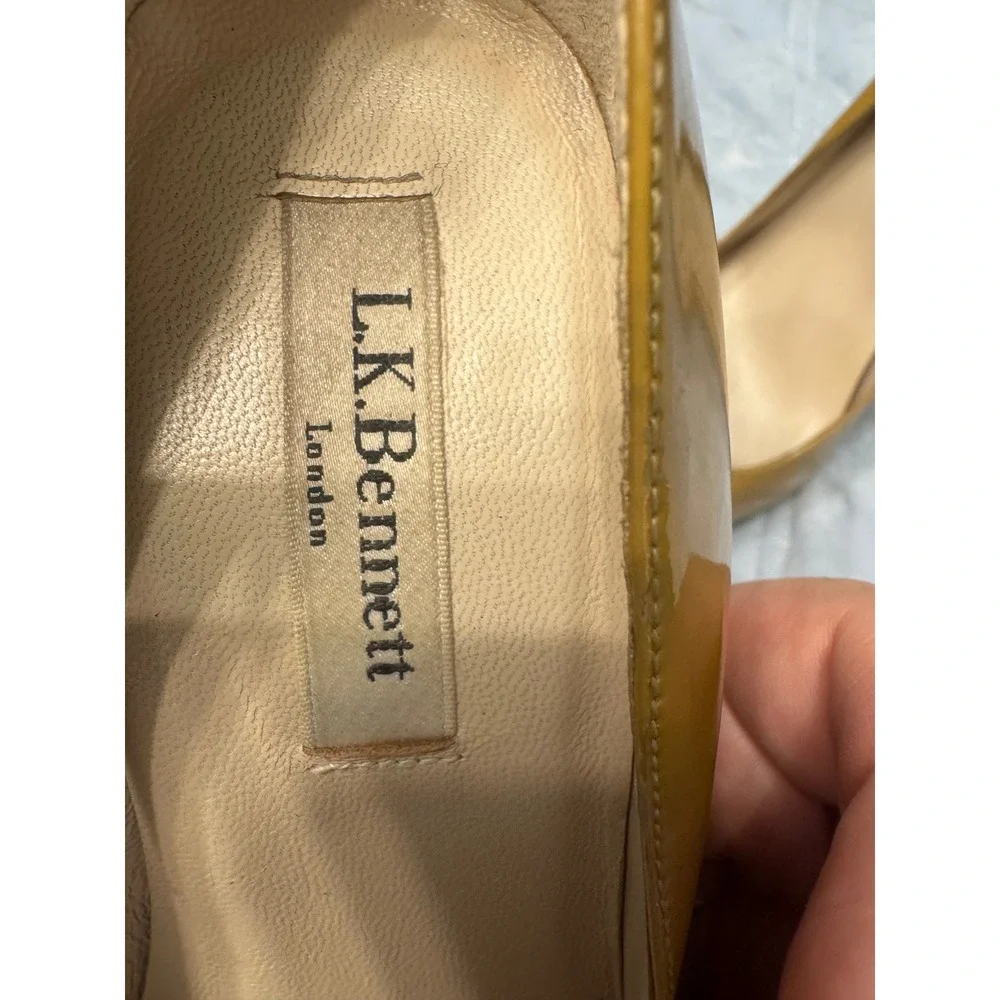 L.K.‎ Bennett London Gold Patent Leather Platform Heels Size 37